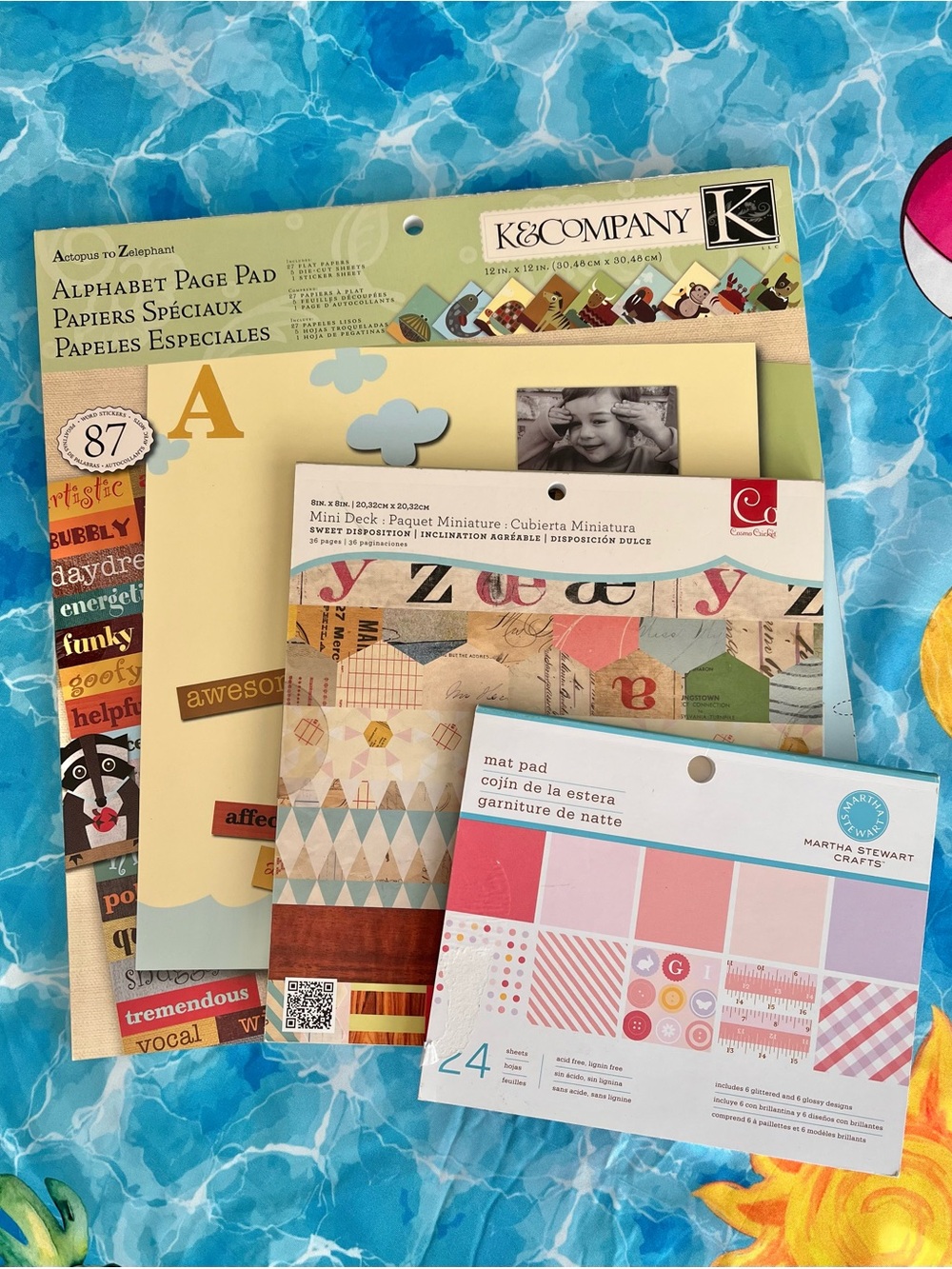 Scrapbooking paper pads ~ set of 3 ~ K&Company ~ animals ~ alphabet ~ mat pad